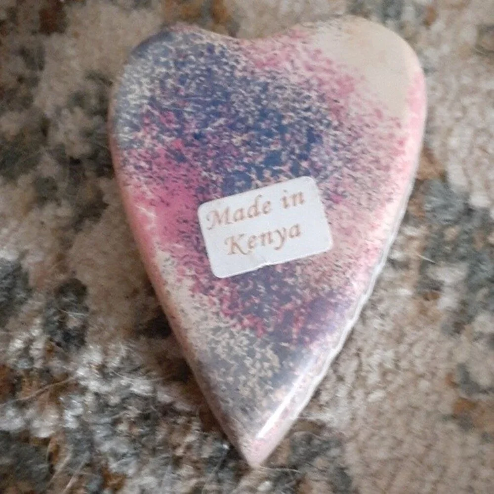 kenya african small dish jewelry heart trinket box
